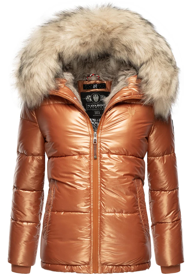 Navahoo Winterjacke »Tikunaa« mit Kapuze warm gefütterte Damen Steppjacke mit Kunstfellkapuze