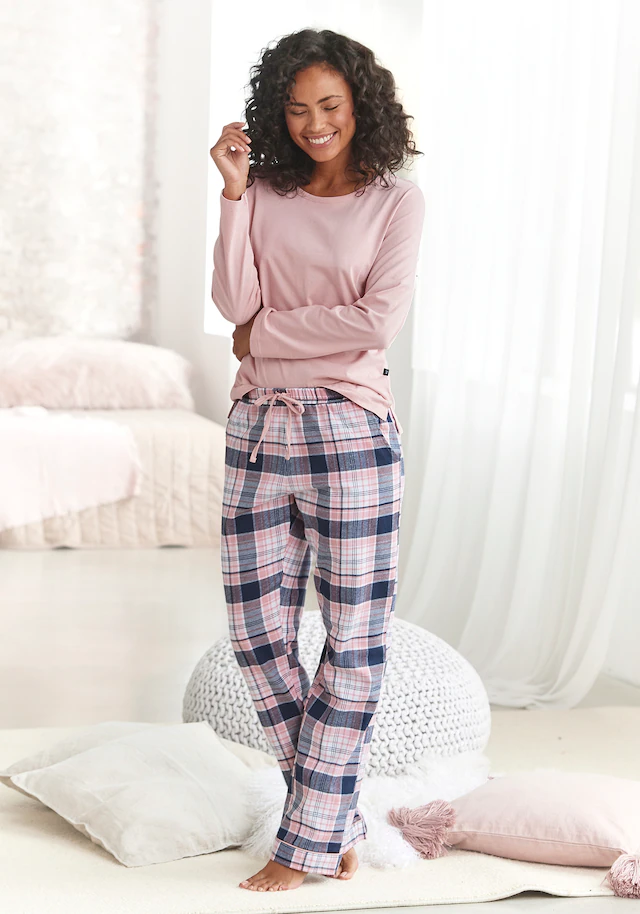 H.I.S Pyjama Set, 2 tlg. mit karierter Schlafhose