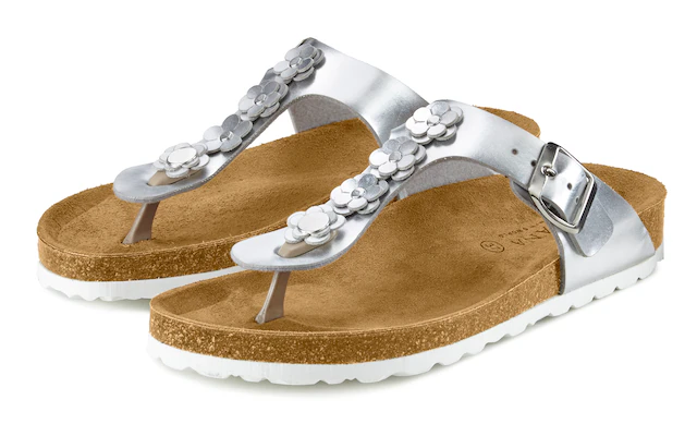 LASCANA Zehentrenner »Sandale, Pantolette, offener Schuh, Sommerschuh,« mit komfortablem Korkfußbett