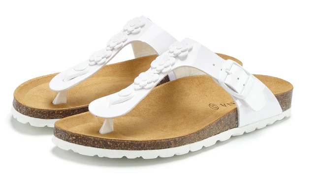 LASCANA Zehentrenner »Sandale, Pantolette, offener Schuh, Sommerschuh,« mit komfortablem Korkfußbett