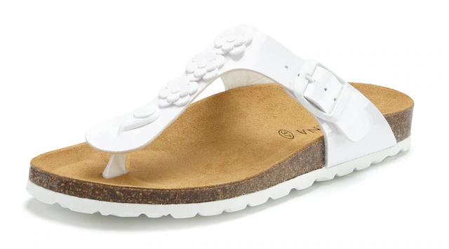 LASCANA Zehentrenner »Sandale, Pantolette, offener Schuh, Sommerschuh,« mit komfortablem Korkfußbett