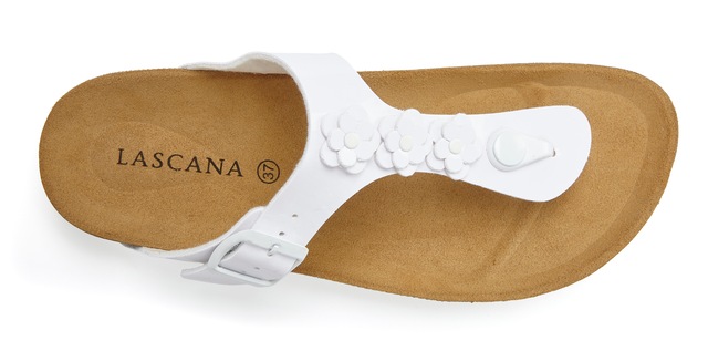 LASCANA Zehentrenner »Sandale, Pantolette, offener Schuh, Sommerschuh,« mit komfortablem Korkfußbett
