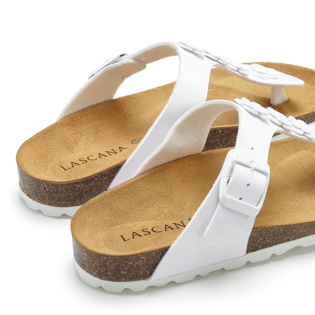 LASCANA Zehentrenner »Sandale, Pantolette, offener Schuh, Sommerschuh,« mit komfortablem Korkfußbett