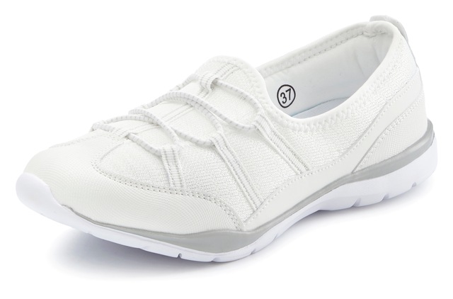 LASCANA Sneaker »Halbschuh, Freizeitschuh, Slipper, Slip-On-Sneaker,« zum Reinschlüpfen mit elastischen Schnürbändern VEGAN