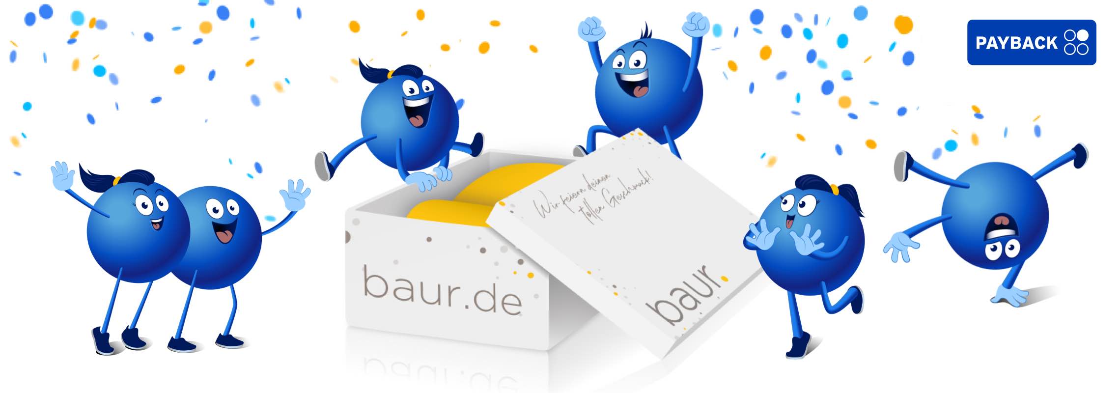 PAYBACK Pointis die feiern, BAUR-Kartons und Konfetti